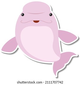 Chubby manatee animal cartoon sticker illustration