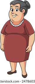 Chubby middle aged woman vector illustration