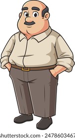 Ilustración vectorial de hombre caucásico gordito de mediana edad