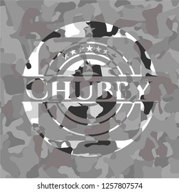 Chubby on grey camouflaged texture