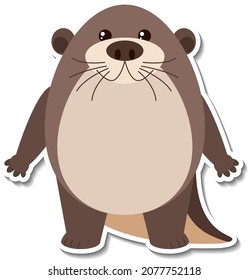 Chubby otter animal cartoon sticker illustration