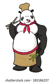 chubby Panda chef cartoon character