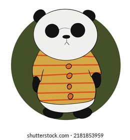 chubby panda in glasses and a sweater