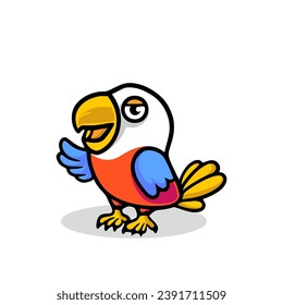 Chubby parrot cartoon mascot logo illustration 