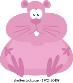 Chubby pink hamster, illustration, vector on a white background.