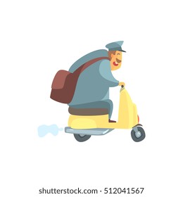 Chubby Postman On Small Scooter