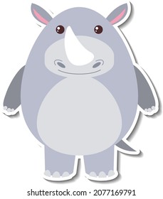 Chubby rhinoceros animal cartoon sticker illustration