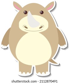 Chubby rhinoceros animal cartoon sticker illustration
