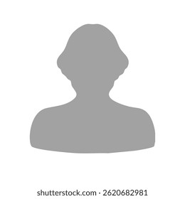 Chubby round female bob cut silhouette illustration gray