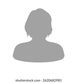 Chubby round female bob cut silhouette illustration gray