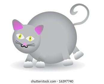 Chubby Round Gray Cat VECTOR