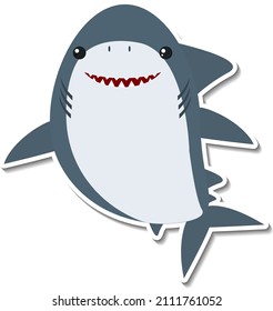 Chubby shark animal cartoon sticker illustration