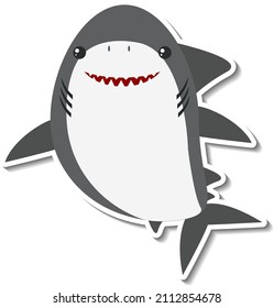 Chubby shark sea animal cartoon sticker illustration
