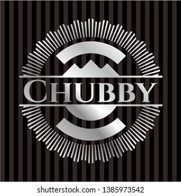 Chubby silvery shiny badge. Vector Illustration. Mosaic.