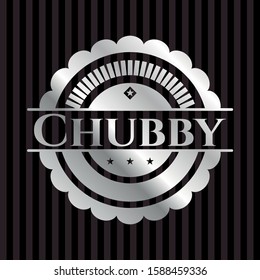 Chubby silvery shiny emblem. Vector Illustration. Mosaic.