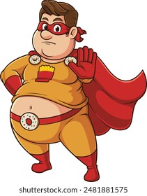 Chubby superhero stop sign vector illustration