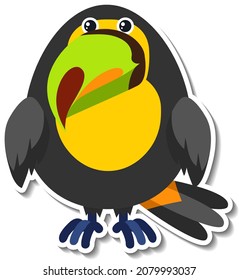Chubby toucan animal cartoon sticker illustration