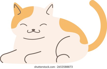 Chubby white cat with orange patches and cheerful expression, ideal for cozy design projects, stickers, or cat-themed cute compositions.