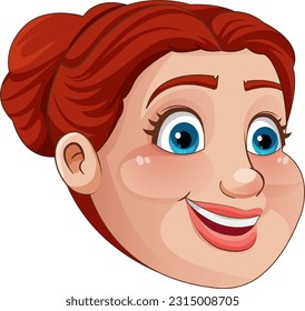 Chubby Woman Face Cartoon Character illustration