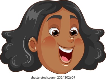 Chubby Woman Face Cartoon Character illustration