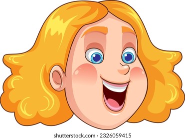 Chubby Woman Face Cartoon Character illustration