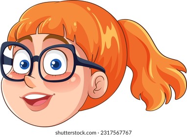 Chubby Woman Head Cartoon Character illustration