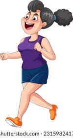 Chubby Woman Running Exercise illustration