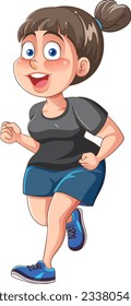 Chubby Woman Running Exercise illustration