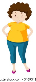 Chubby woman wearing shirt and jeans illustration