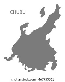 Chubu Japan Map in grey