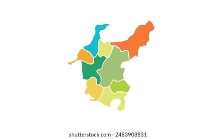 Chubu map isolated modern colorful style. for website layouts, background, education, precise, customizable, Travel worldwide, map silhouette backdrop, earth geography, political, reports. 