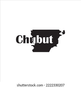 Chubut map and black lettering design on white background