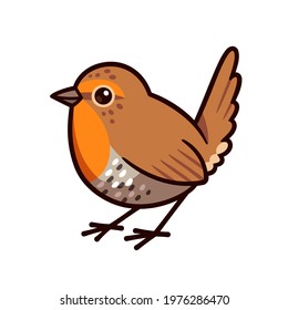 Chucao tapaculo, little bird native to Chile. Cute cartoon drawing, isolated vector illustration.