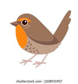 Chucao Tapaculo, Little Bird Native To Chile. Cute Cartoon Drawing, Isolated Vector Illustration.