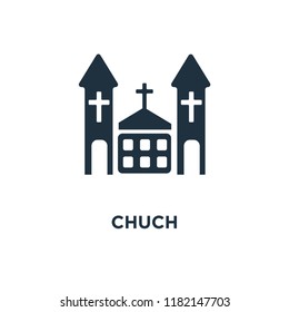 Chuch icon. Black filled vector illustration. Chuch symbol on white background. Can be used in web and mobile.