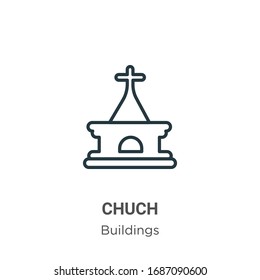 Chuch outline vector icon. Thin line black chuch icon, flat vector simple element illustration from editable buildings concept isolated stroke on white background