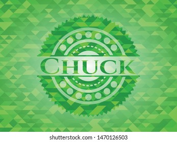Chuck green emblem. Mosaic background. Vector Illustration. Detailed.