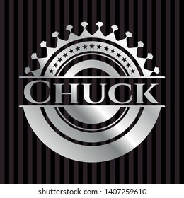 Chuck silver emblem. Vector Illustration. Mosaic.