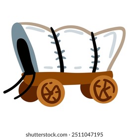 Chuck Wagon. Ilustração vetor de desenhos animados de vagão coberto popular isolado no fundo branco