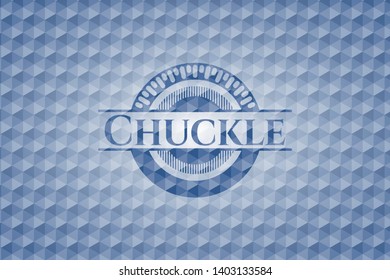 Chuckle blue badge with geometric background. Vector Illustration. Detailed.