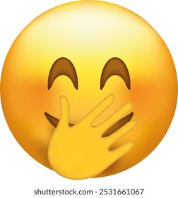 Chuckle Emoji. Emoticon cover mouth with hand while laughing.