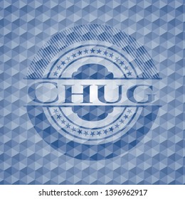 Chug blue badge with geometric pattern. Vector Illustration. Detailed.