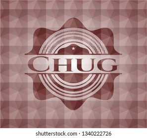 Chug red emblem with geometric background. Seamless.