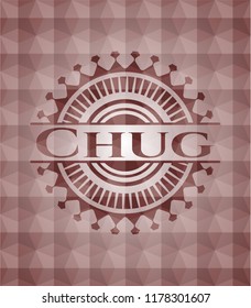 Chug red polygonal badge. Seamless.