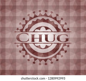 Chug red seamless badge with geometric background.