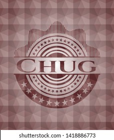 Chug red seamless emblem or badge with geometric pattern background.