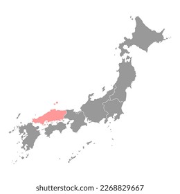 Chugoku map, Japan region. Vector illustration