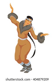the Chukchi girl in a national suit dances
