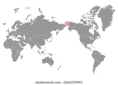Chukchi sea on the world map. Vector illustration.