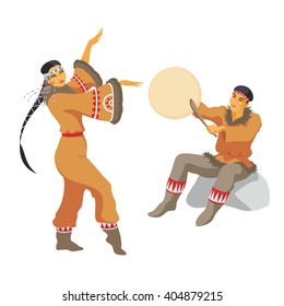 the Chukchi young man hits into a tambourine, and the girl dances